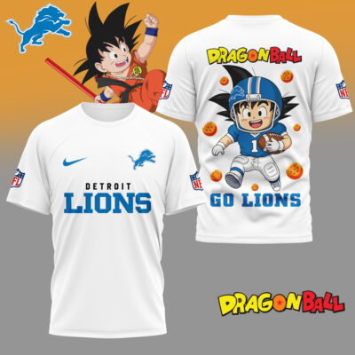 Detroit Lions | Premium NFL Son Goku 3D Shirt - White