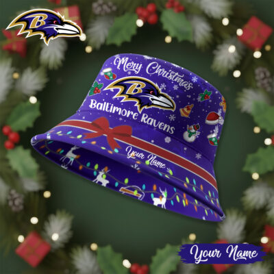 Baltimore Ravens | Premium NFL Merry Christmas Bucket Hat