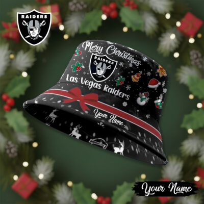 Las Vegas Raiders | Premium NFL Merry Christmas Bucket Hat - S