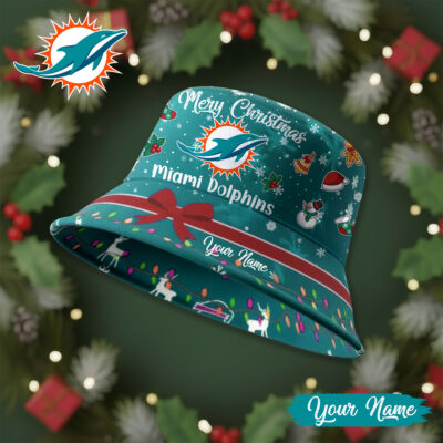 Miami Dolphins | Premium NFL Merry Christmas Bucket Hat
