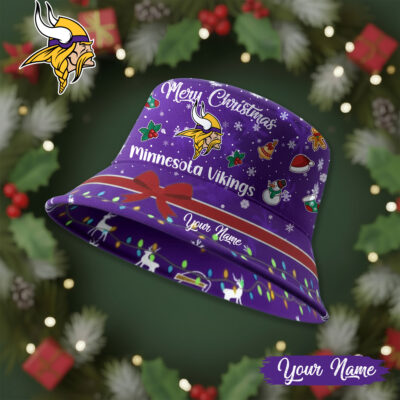 Minnesota Vikings | Premium NFL Merry Christmas Bucket Hat