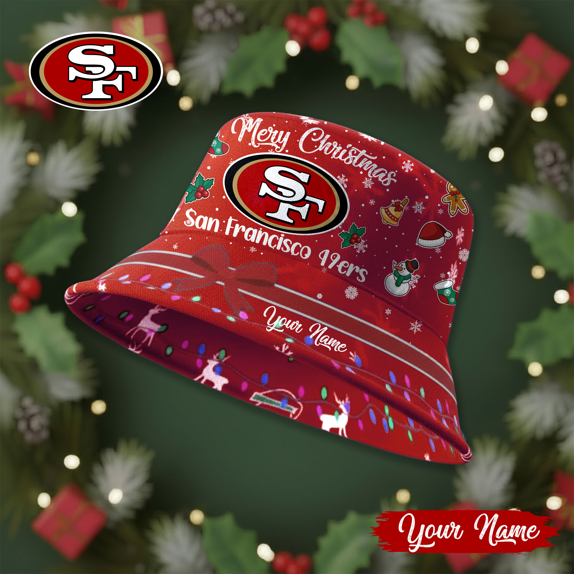 San Francisco 49ers | Premium NFL Merry Christmas Bucket Hat