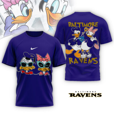 Baltimore Ravens | Premium NFL Donald And Daisy 3D Shirt - Purple