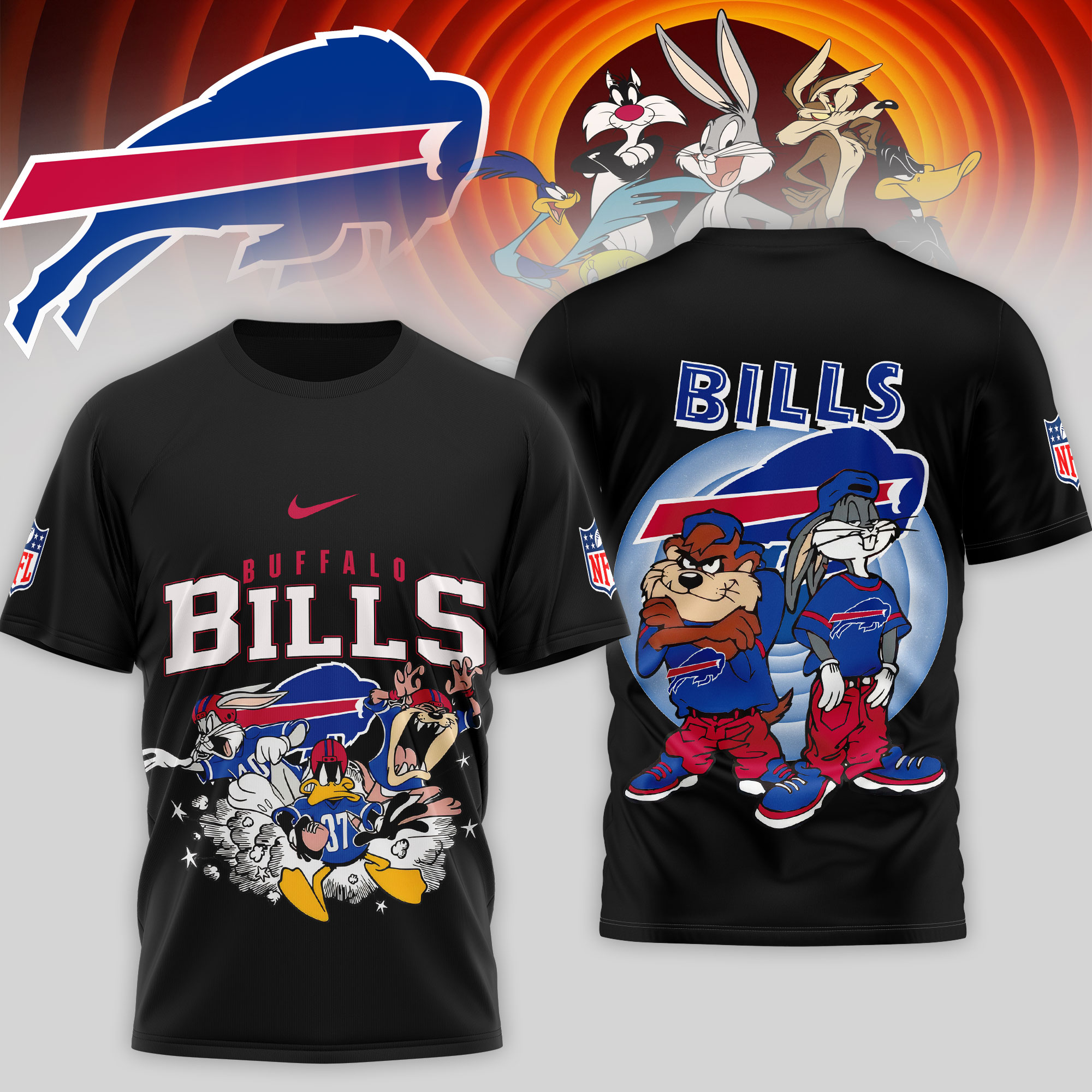 Buffalo Bills | Premium NFL Looney Tunes 3D Shirt - Image 2