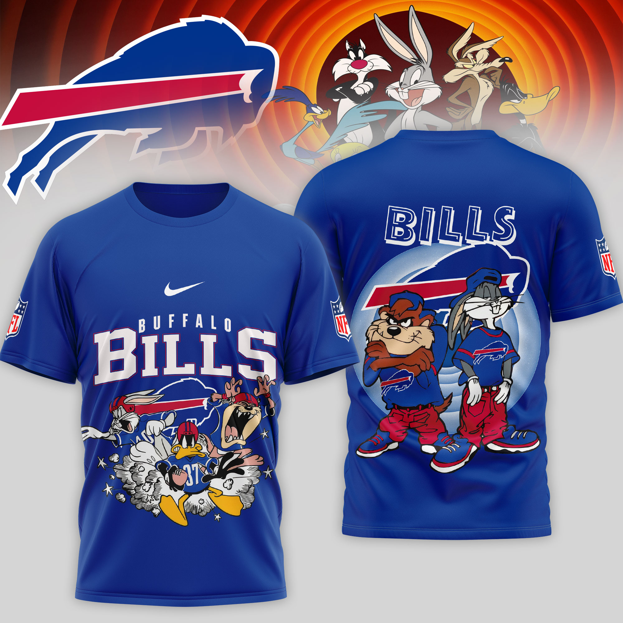 Buffalo Bills | Premium NFL Looney Tunes 3D Shirt - Image 3