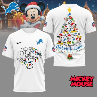 Detroit Lions | Premium NFL Mickey Mouse Christmas 3D Shirt