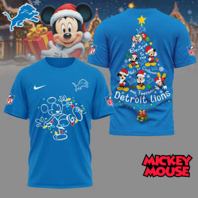 Detroit Lions | Premium NFL Mickey Mouse Christmas 3D Shirt