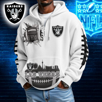 Las Vegas Raiders | Premium NFL Waffle Zipper Long Sleeve Hooded Sweatshirt