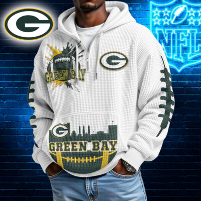 Green Bay Packers | Premium NFL Waffle Zipper Long Sleeve Hooded Sweatshirt