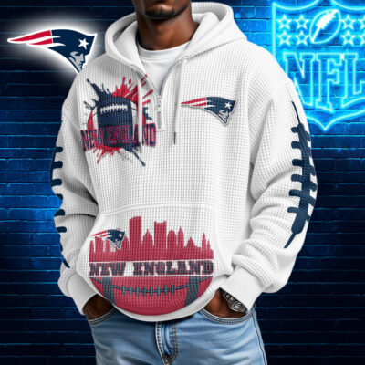 New England Patriots | Premium NFL Waffle Zipper Long Sleeve Hooded Sweatshirt