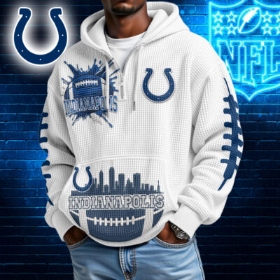 Indianapolis Colts | Premium NFL Waffle Zipper Long Sleeve Hooded Sweatshirt