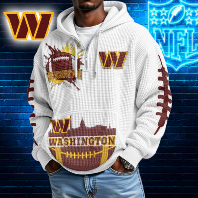 Washington Commanders | Premium NFL Waffle Zipper Long Sleeve Hooded Sweatshirt