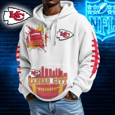 Kansas City Chiefs | Premium NFL Waffle Zipper Long Sleeve Hooded Sweatshirt