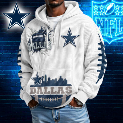 Dallas Cowboys | Premium NFL Waffle Zipper Long Sleeve Hooded Sweatshirt