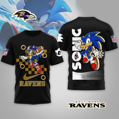 Baltimore Ravens | Premium NFL Sonic The Hedgehog 3D Shirt - Black