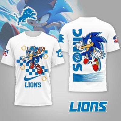 Detroit Lions | Premium NFL Sonic The Hedgehog 3D Shirt - White