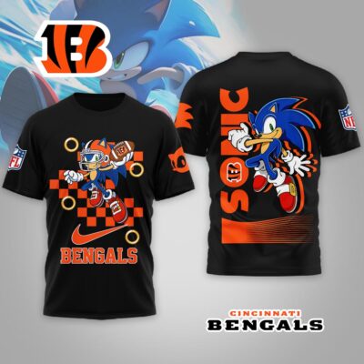 Cincinnati Bengals | Premium NFL Sonic The Hedgehog 3D Shirt - Black