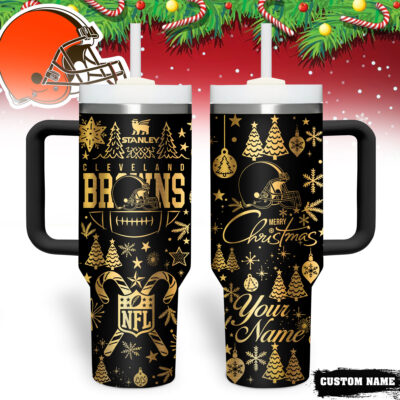 Cleveland Browns | Premium NFL Personalized Holiday Gold Tumbler 40oz
