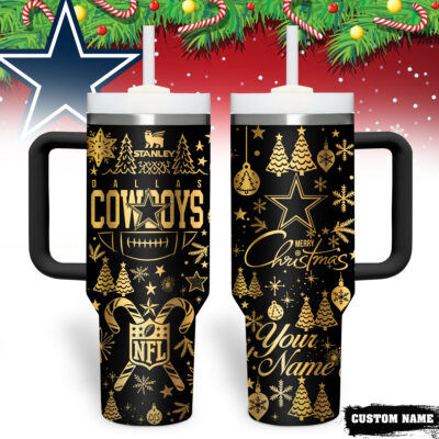 Dallas Cowboys | Premium NFL Personalized Holiday Gold Tumbler 40oz