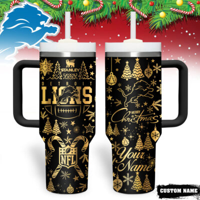 Detroit Lions | Premium NFL Personalized Holiday Gold Tumbler 40oz