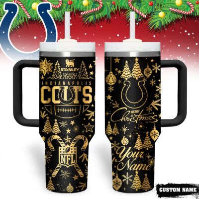 Indianapolis Colts | Premium NFL Personalized Holiday Gold Tumbler 40oz