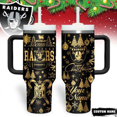 Las Vegas Raiders | Premium NFL Personalized Holiday Gold Tumbler 40oz