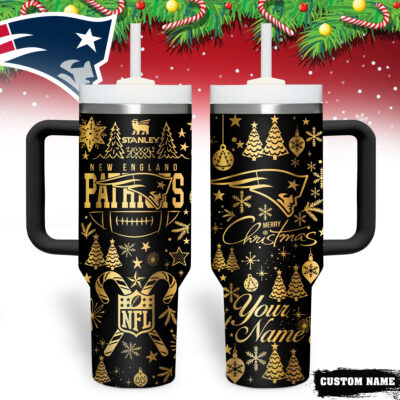 New England Patriots | Premium NFL Personalized Holiday Gold Tumbler 40oz