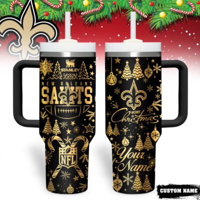 New Orleans Saints | Premium NFL Personalized Holiday Gold Tumbler 40oz