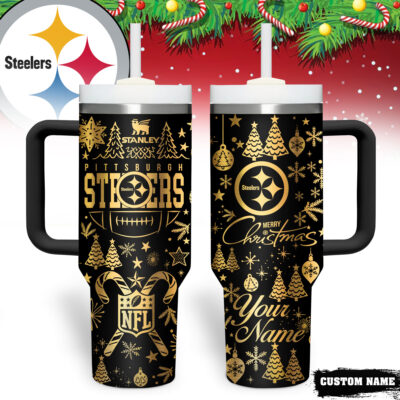 Pittsburgh Steelers | Premium NFL Personalized Holiday Gold Tumbler 40oz