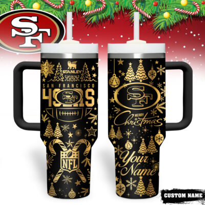 San Francisco 49ers | Premium NFL Personalized Holiday Gold Tumbler 40oz