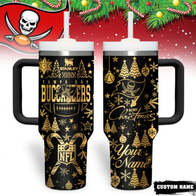 Tampa Bay Buccaneers | Premium NFL Personalized Holiday Gold Tumbler 40oz