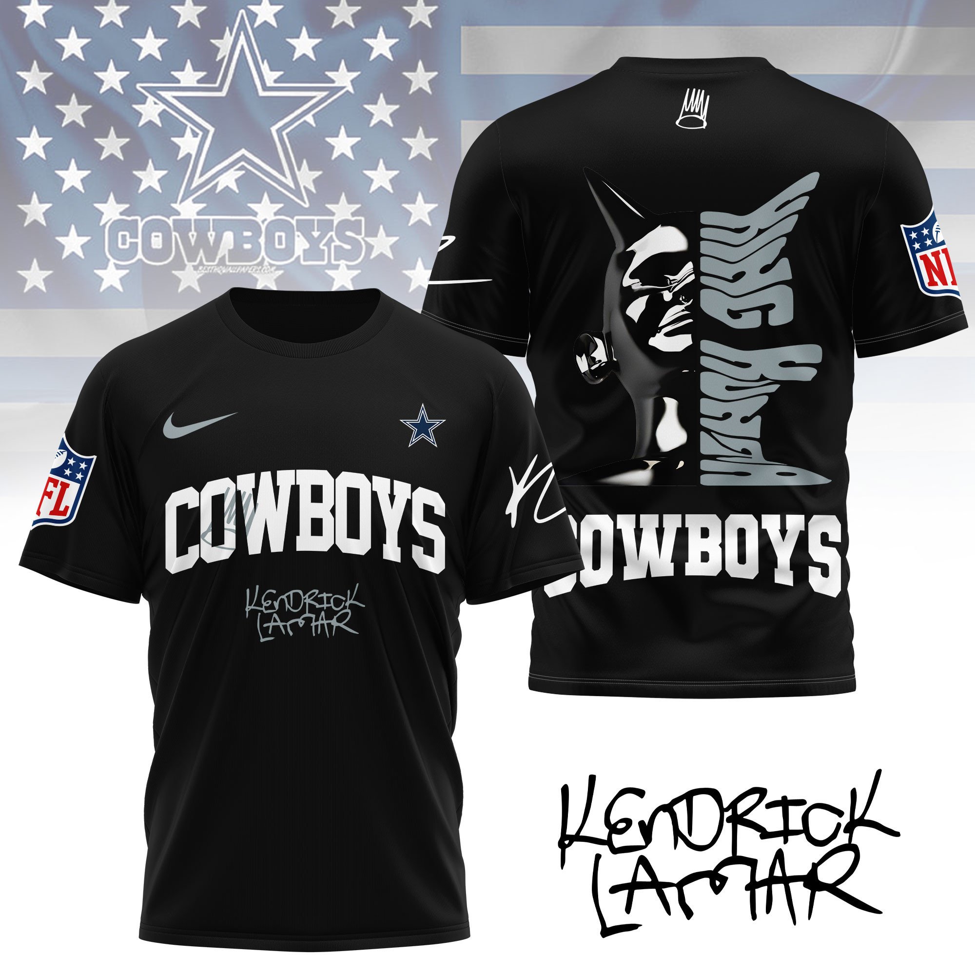 Dallas Cowboys | Premium NFL Kendrick Lamar Fan 3D Shirt - Image 2
