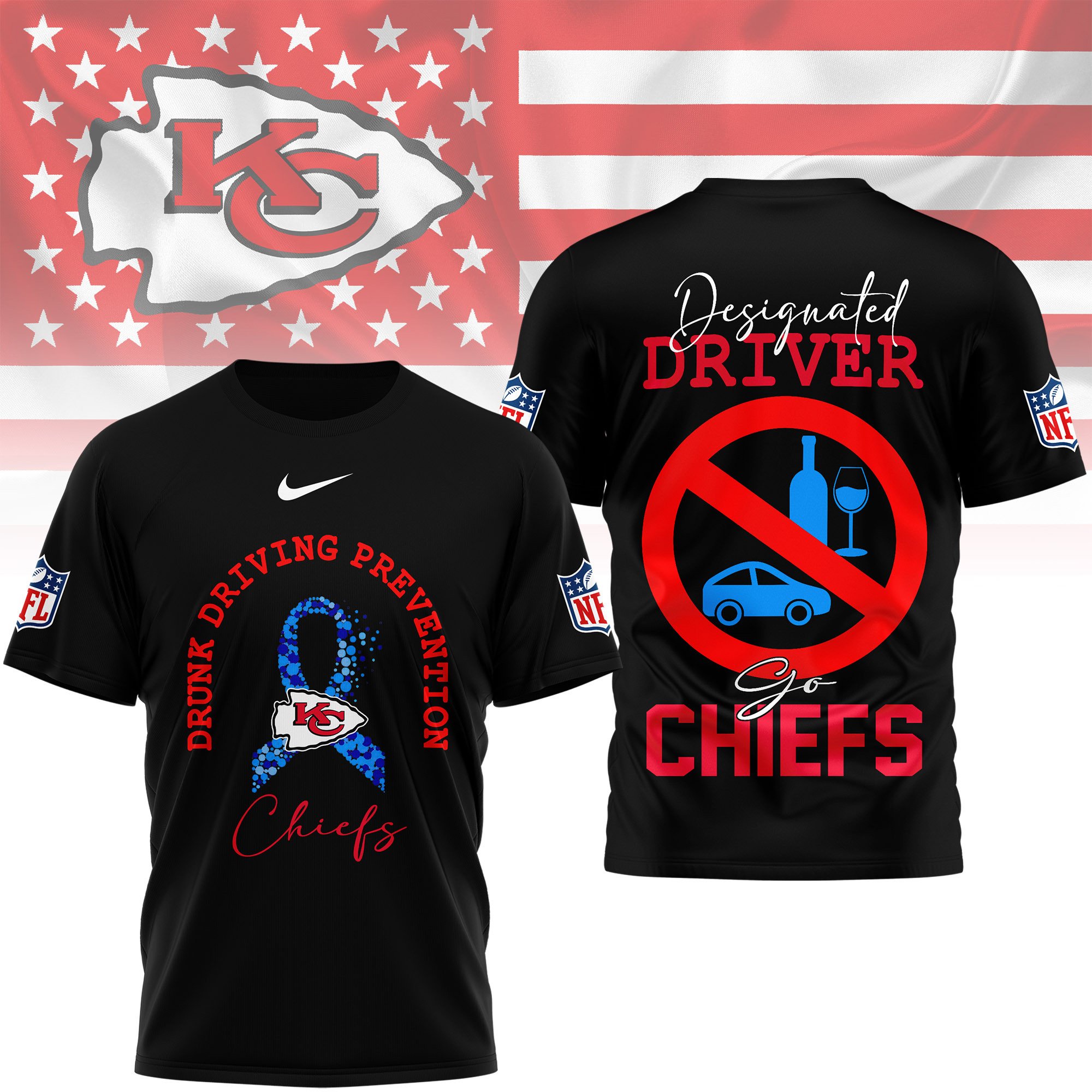 Kansas City Chiefs | Premium NFL Safe Driving Awareness 3D Shirt - Image 2
