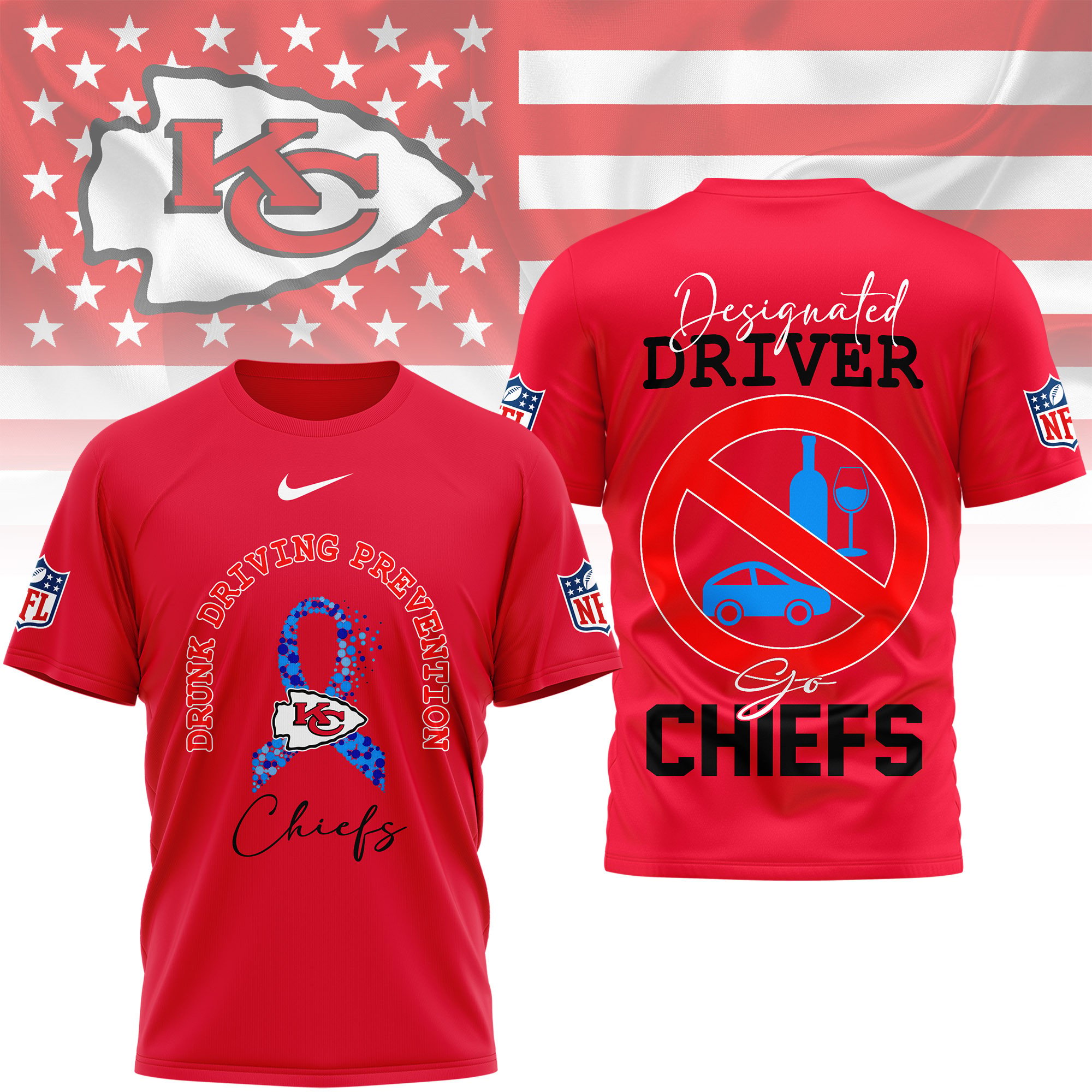 Kansas City Chiefs | Premium NFL Safe Driving Awareness 3D Shirt - Image 3