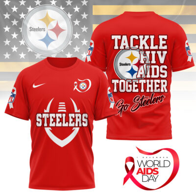 Pittsburgh Steelers | Premium NFL World AIDS Day 3D Shirt