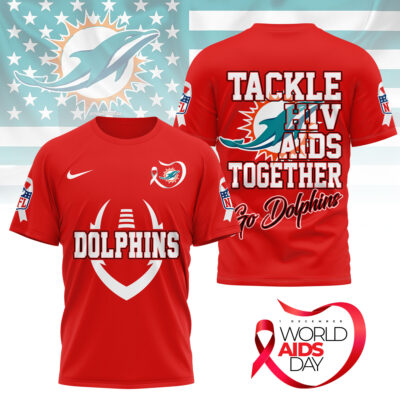 Miami Dolphins | Premium NFL World AIDS Day 3D Shirt