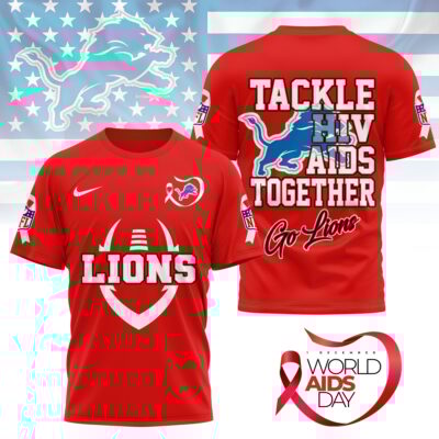 Detroit Lions | Premium NFL World AIDS Day 3D Shirt