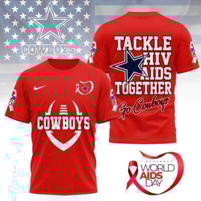 Dallas Cowboys | Premium NFL World AIDS Day 3D Shirt
