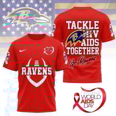 Baltimore Ravens | Premium NFL World AIDS Day 3D Shirt