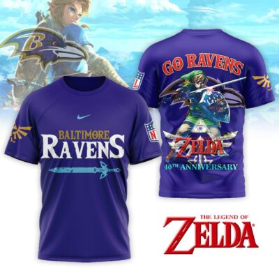 Baltimore Ravens | Premium NFL The Legend of Zelda 40th Anniversary 3D Shirt
