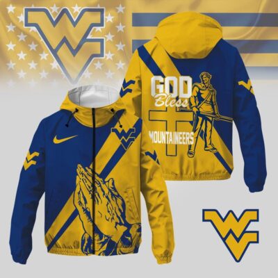West Virginia Mountaineers | Premium NCAA God Bless My Team Windbreaker Jacket