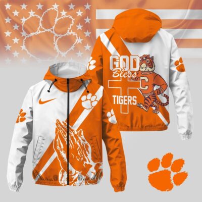 Clemson Tigers | Premium NCAA God Bless My Team Windbreaker Jacket