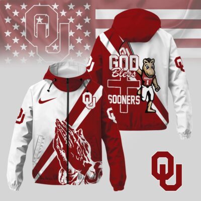 Oklahoma Sooners | Premium NCAA God Bless My Team Windbreaker Jacket