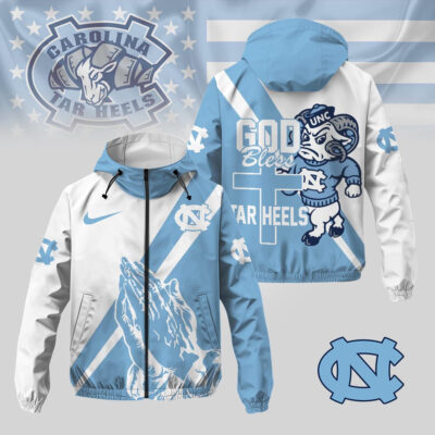 North Carolina Tar Heels | Premium NCAA God Bless My Team Windbreaker Jacket - 2XL