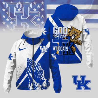 Kentucky Wildcats | Premium NCAA God Bless My Team Windbreaker Jacket