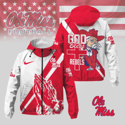 Ole Miss Rebels | Premium NCAA God Bless My Team Windbreaker Jacket