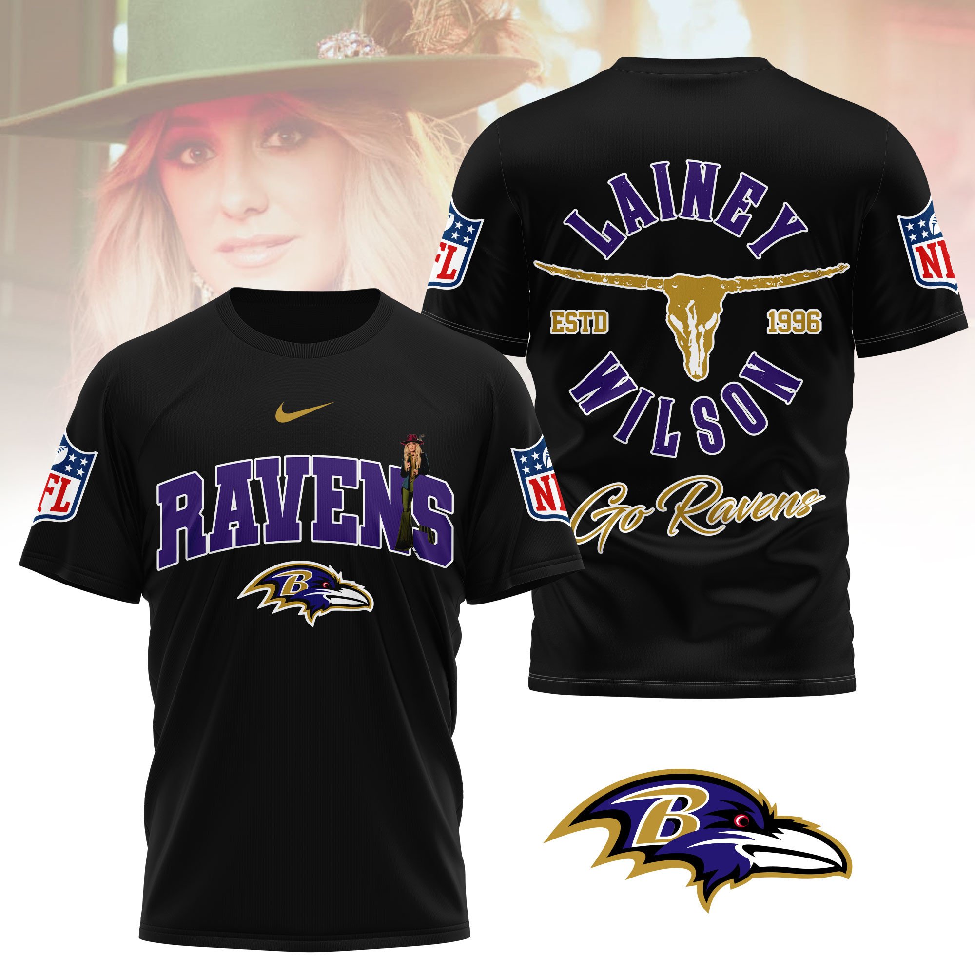 Baltimore Ravens | Premium NFL Lainey Wilson Fan 3D Shirt - Image 2
