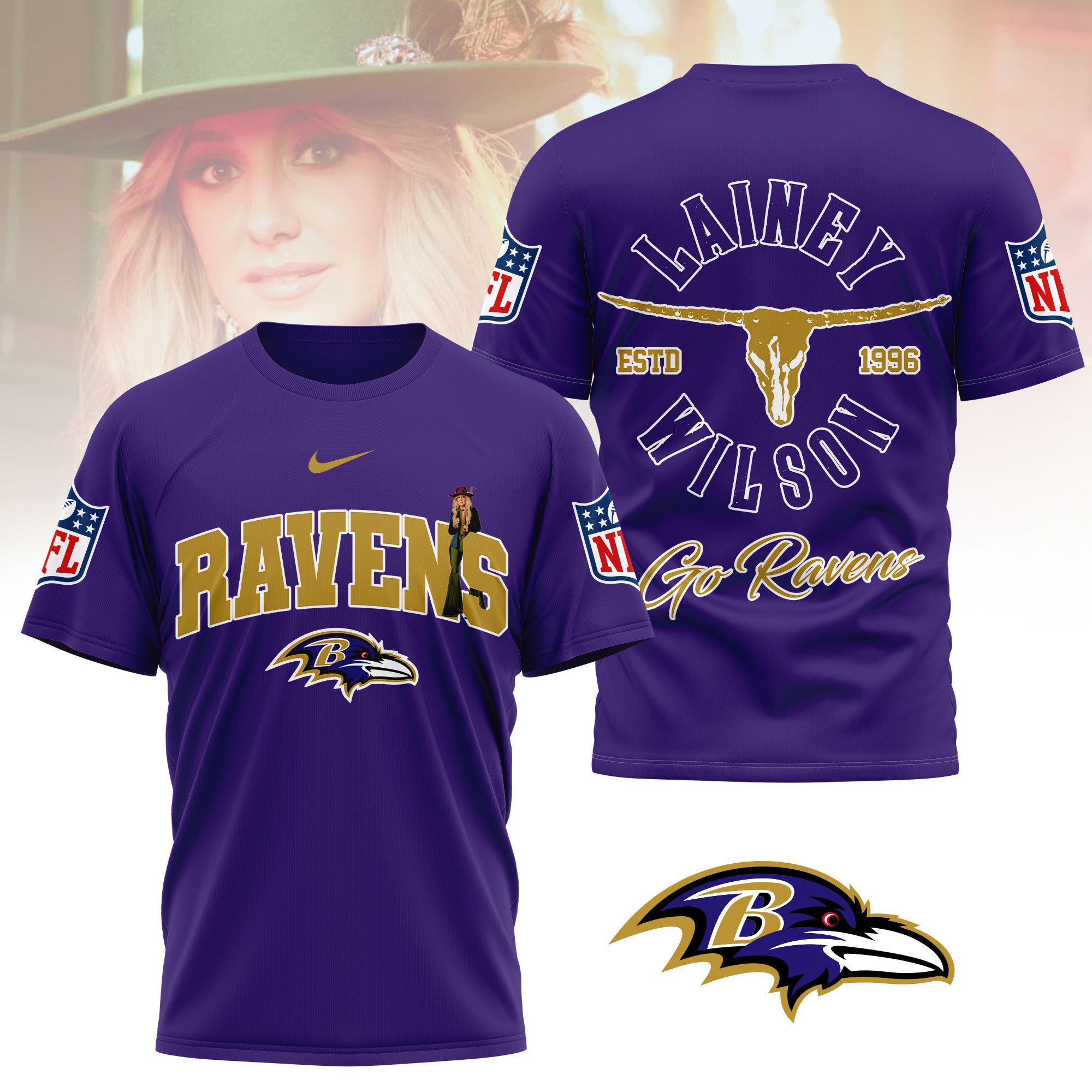 Baltimore Ravens | Premium NFL Lainey Wilson Fan 3D Shirt - Image 3