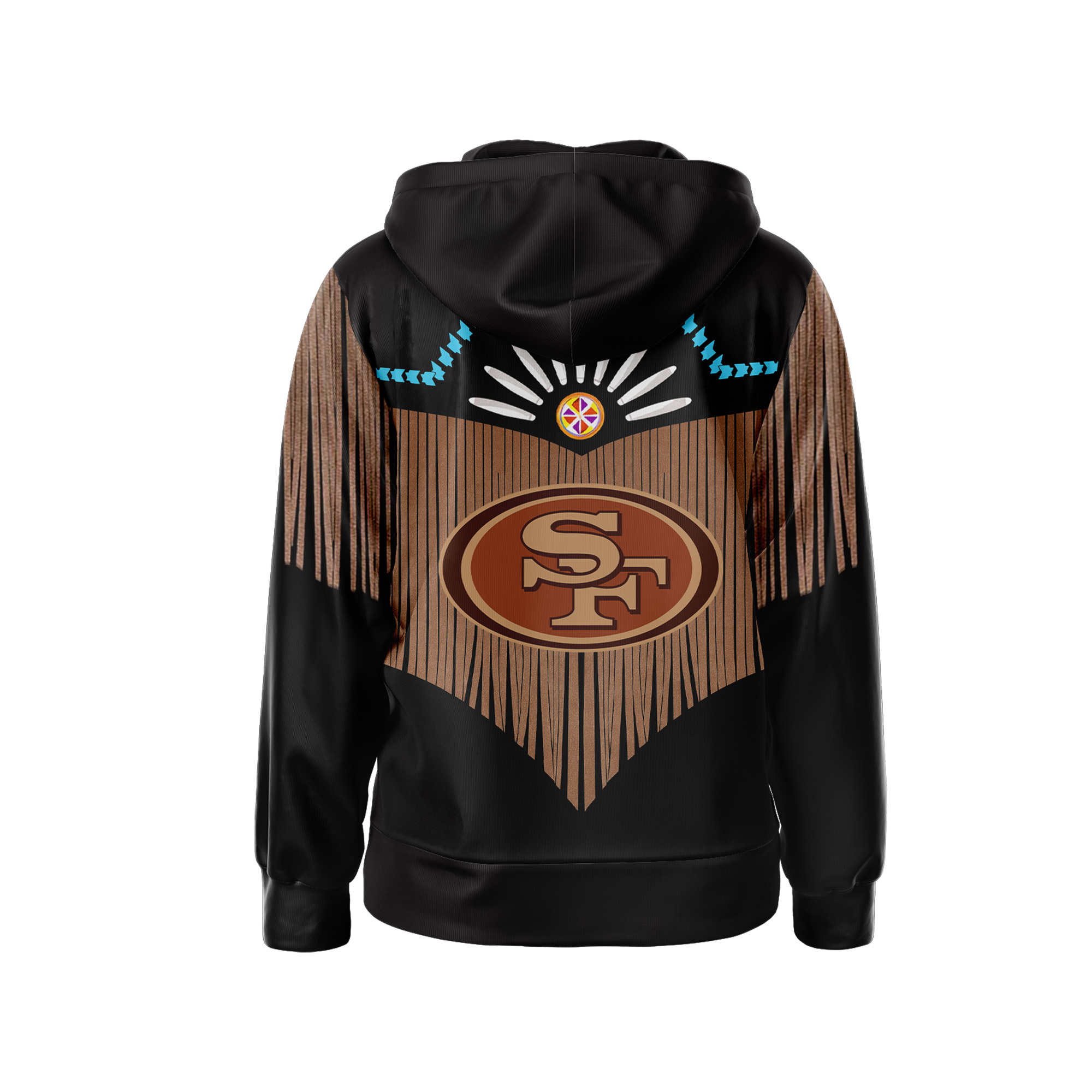 San Francisco 49ers | Premium NFL Native American Pattern 3D Zip Hoodie - Image 3