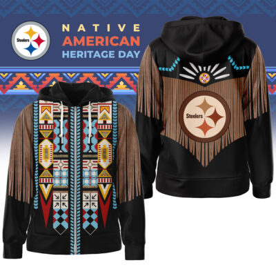 Pittsburgh Steelers | Premium NFL Native American Pattern 3D Zip Hoodie